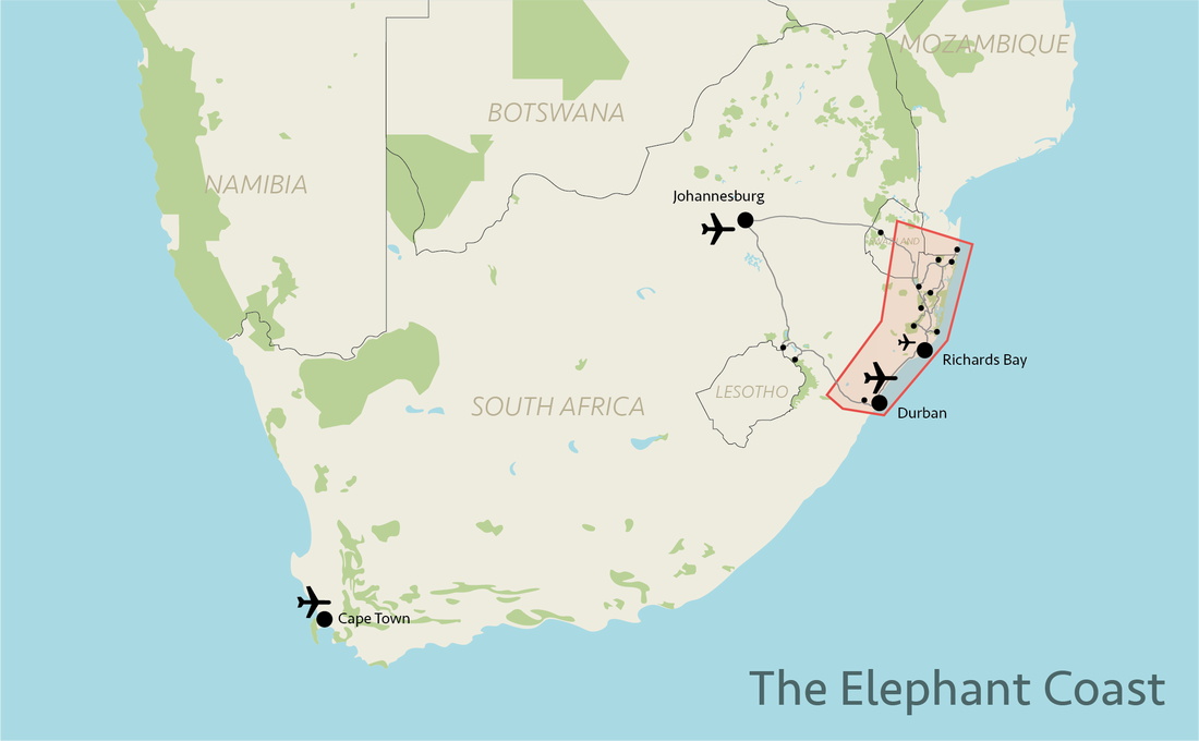 Tailor made safaris - Elephant Coast situation map