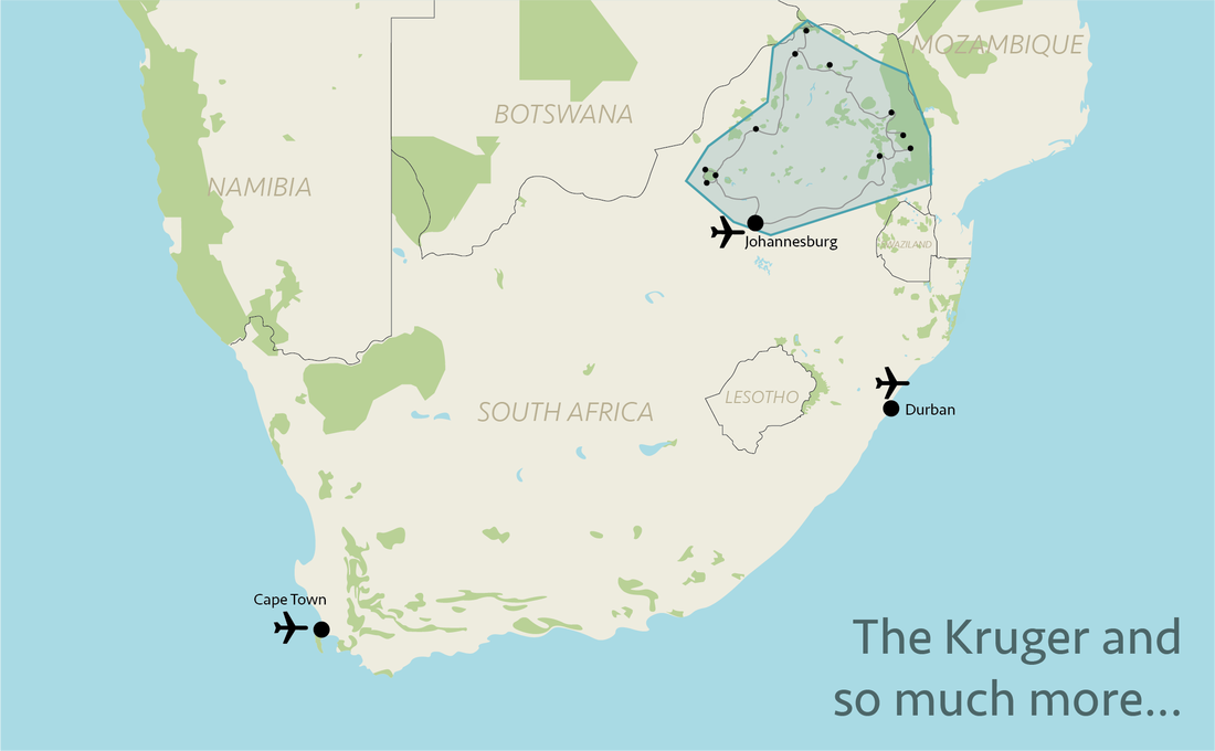 Tailor made safaris - Northern South Africa situation map