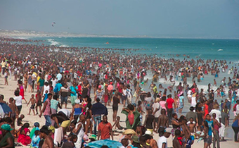 Durban beachfront on New Year's Day