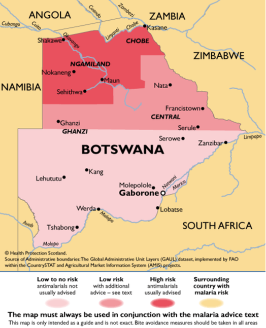 Malaria risk map Botswana
