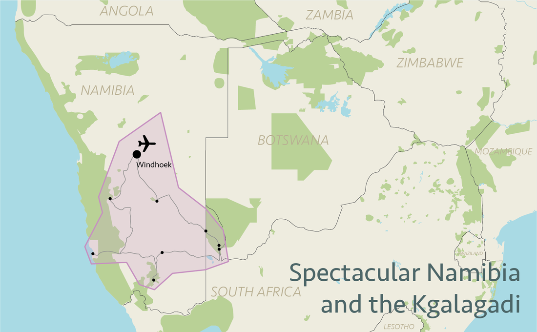 Spectacular Namibia and the Kgalagadi situation map